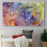 Prague Astronomical Clock Canvas Art, Czech 5 Panels B,Large Canvas,Canvas Prints Wall Art Home Decor