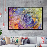 Prague Astronomical Clock Art, Czech Framed Art Prints Wall Art Decor,Black Frame, Ready to hang