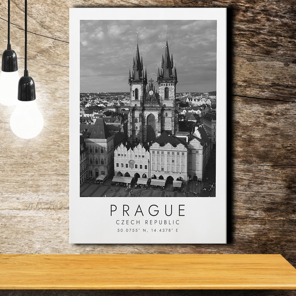 Prague, Czech Republic Black And White Art Canvas Prints Wall Art Home Decor