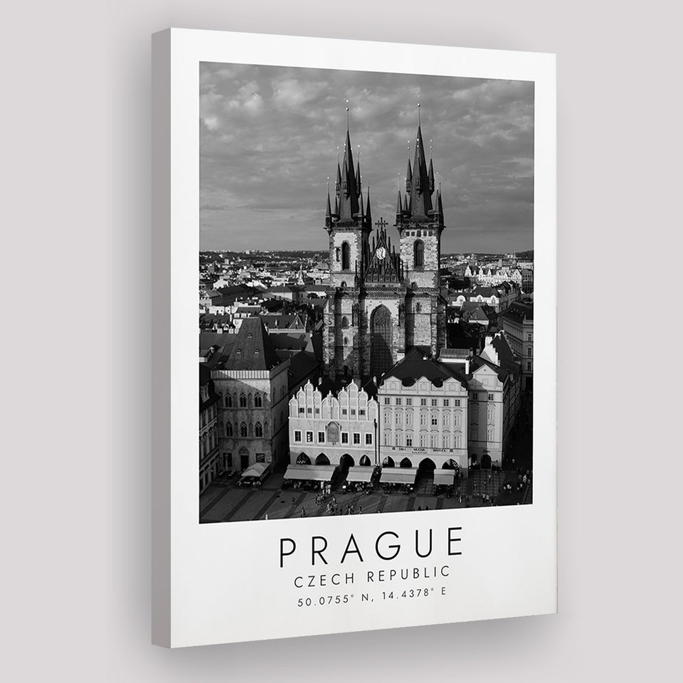 Prague, Czech Republic Black And White Art Canvas Prints Wall Art Home Decor