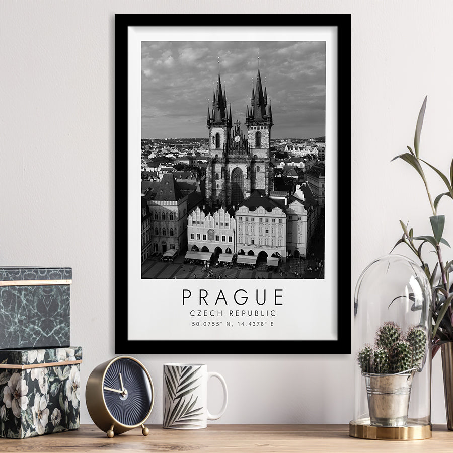 Prague, Czech Republic Black And White Art Framed Art Prints Wall Art Decor, Framed Picture