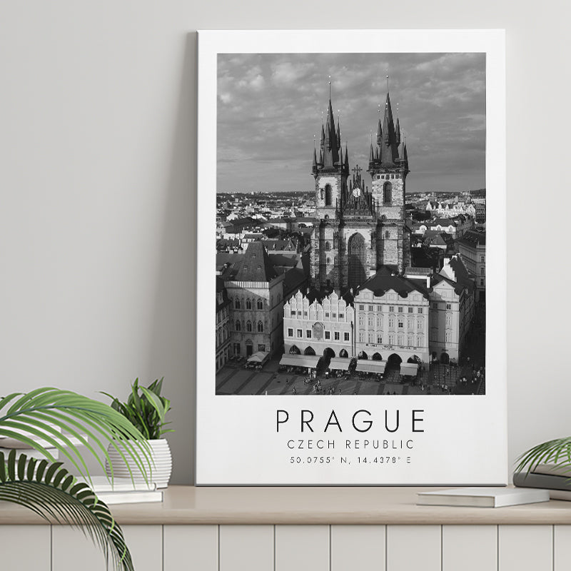 Prague, Czech Republic Black And White Art Canvas Prints Wall Art Home Decor