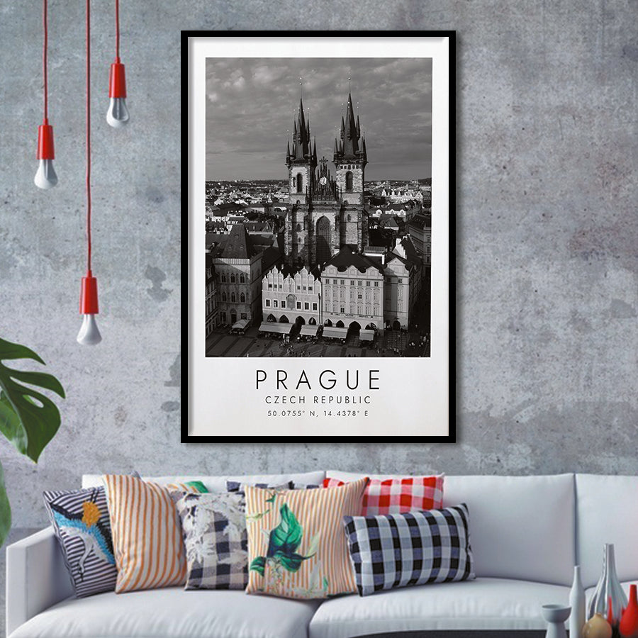 Prague, Czech Republic Black And White Art Framed Art Prints Wall Art Decor, Framed Picture