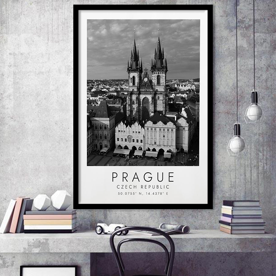 Prague, Czech Republic Black And White Art Framed Art Prints Wall Art Decor, Framed Picture