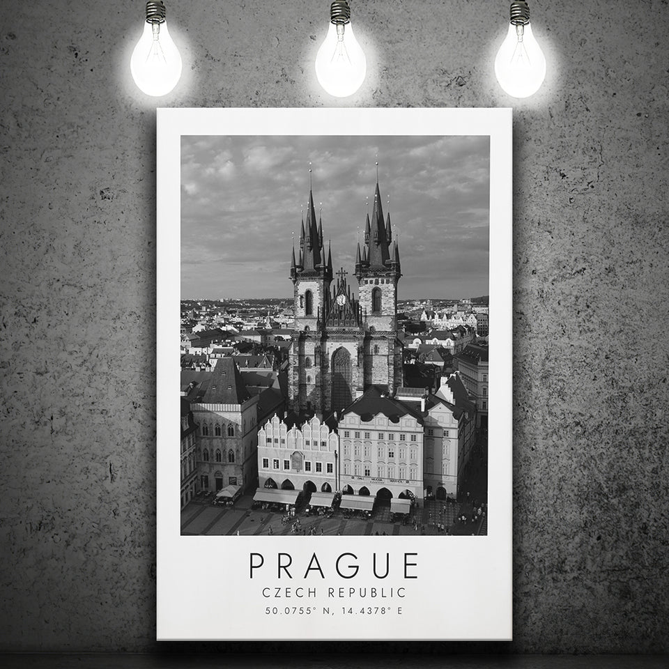 Prague, Czech Republic Black And White Art Canvas Prints Wall Art Home Decor