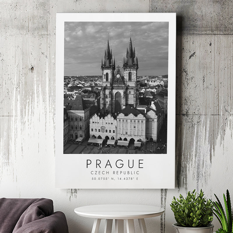 Prague, Czech Republic Black And White Art Canvas Prints Wall Art Home Decor
