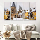 Prague Bridge In Czech Republic 5 Pieces B Canvas Prints Wall Art - Painting Canvas, Multi Panels,5 Panel, Wall Decor