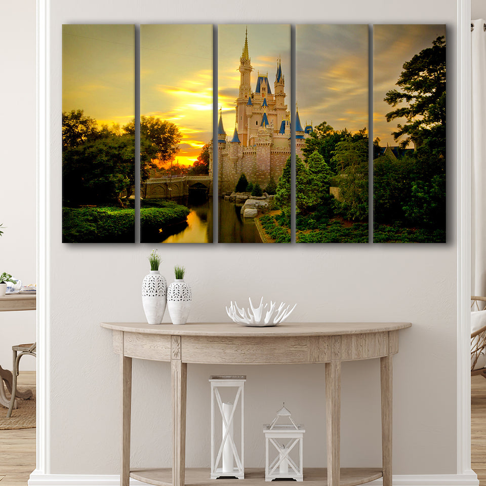 Princess Castle Wall Art 5 Piece B Canvas Prints Wall Art, Multi Panels,Large Canvas
