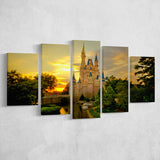Princess Castle Wall Art 5 Piece Canvas Prints Wall Art Decor, Multi Panels, Mixed Canvas