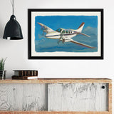 Private Airplane Digitally Painte Canvas Wall Art - Framed Art, Framed Canvas, Painting Canvas