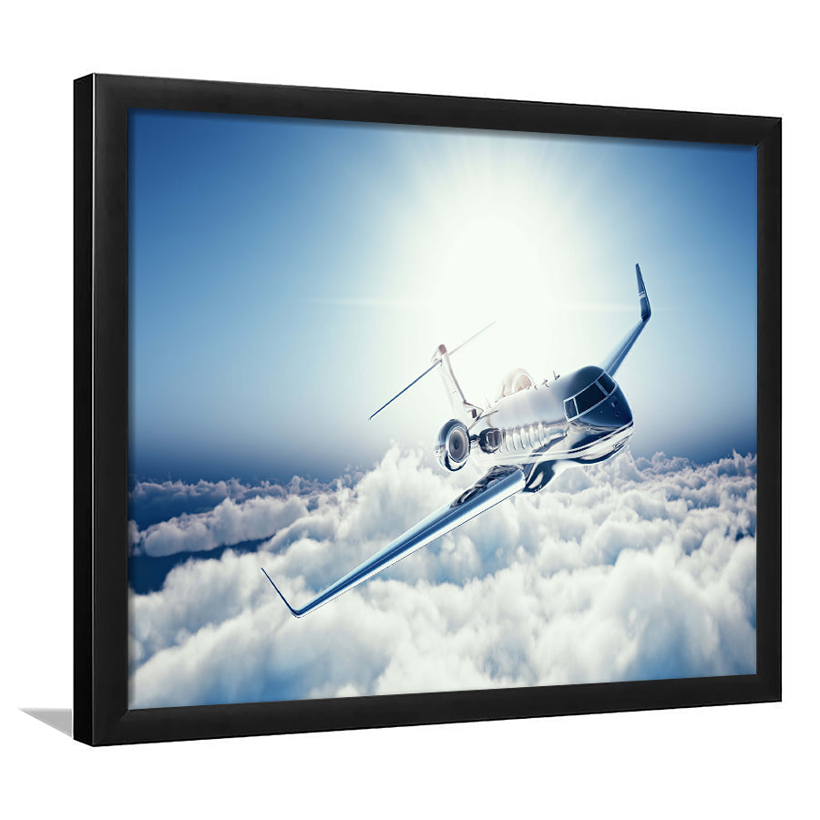 Private Jet Passenger Airplane Framed Art Prints Wall Decor - Painting Art, Framed Picture, Ready to Hang