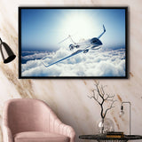 Private Jet Passenger Airplane Framed Canvas Prints Wall Art Decor - Painting Canvas, Black Framed Picture