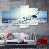 Private Jet Passenger Airplane 5 Piece Canvas Prints Wall Art Decor - Painting Canvas, Multi Panels