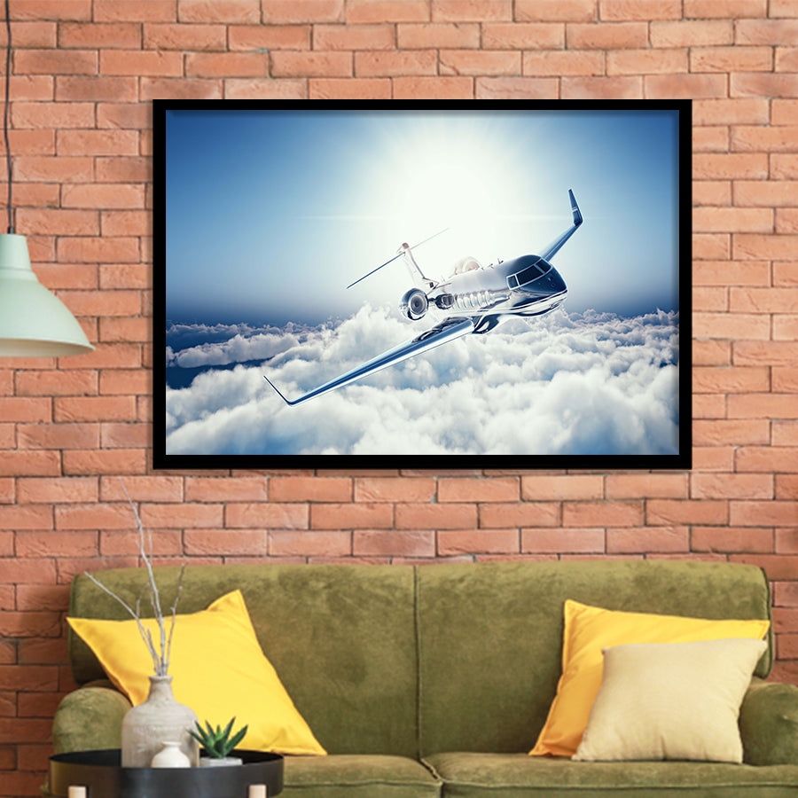 Private Jet Passenger Airplane Framed Art Prints Wall Decor - Painting Art, Framed Picture, Ready to Hang