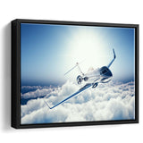 Private Jet Passenger Airplane Framed Canvas Prints Wall Art Decor - Painting Canvas, Black Framed Picture