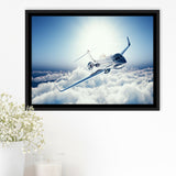 Private Jet Passenger Airplane Framed Canvas Prints Wall Art Decor - Painting Canvas, Black Framed Picture