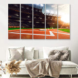 Professional Baseball Grand Arena In The Sunlight 5 Pieces Canvas Prints Wall Art Decor - Painting Canvas,Multi Panel,Painting Prints