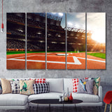 Professional Baseball Grand Arena In The Sunlight 5 Pieces Canvas Prints Wall Art Decor - Painting Canvas,Multi Panel,Painting Prints