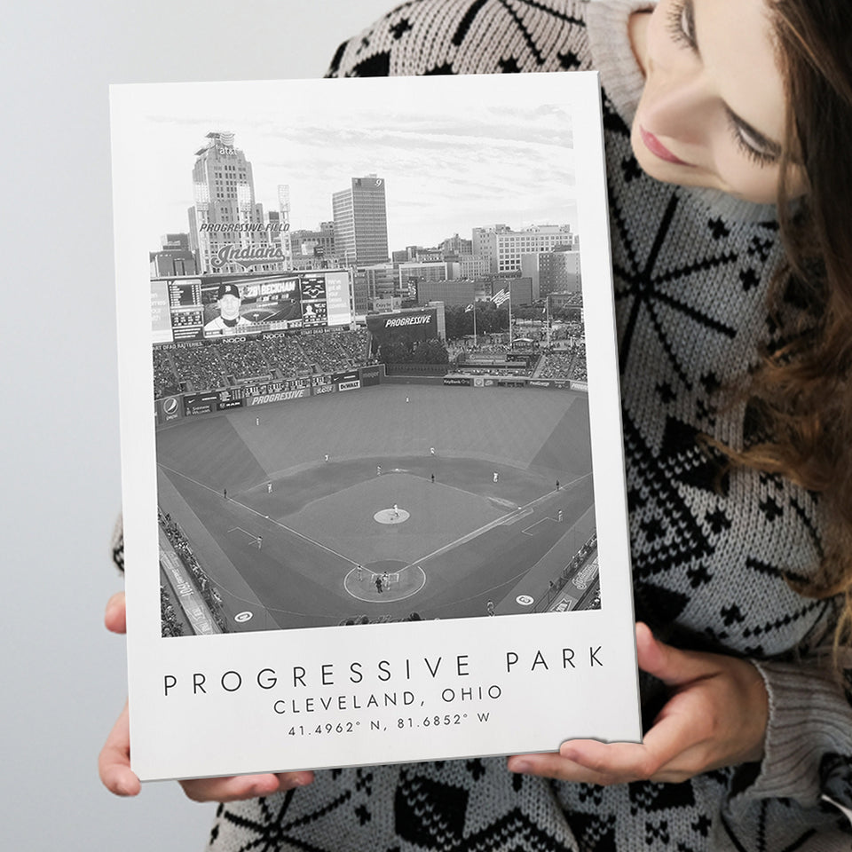 Progressive Field Cleveland Indians Baseball Lovers Black And White Art Coordinates Print Canvas Prints Wall Art Home Decor