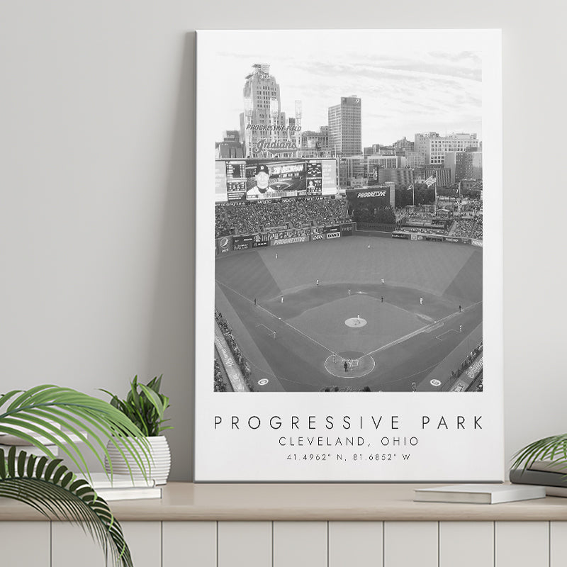 Progressive Field Cleveland Indians Baseball Lovers Black And White Art Coordinates Print Canvas Prints Wall Art Home Decor