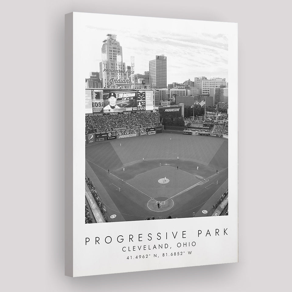 Progressive Field Cleveland Indians Baseball Lovers Black And White Art Coordinates Print Canvas Prints Wall Art Home Decor