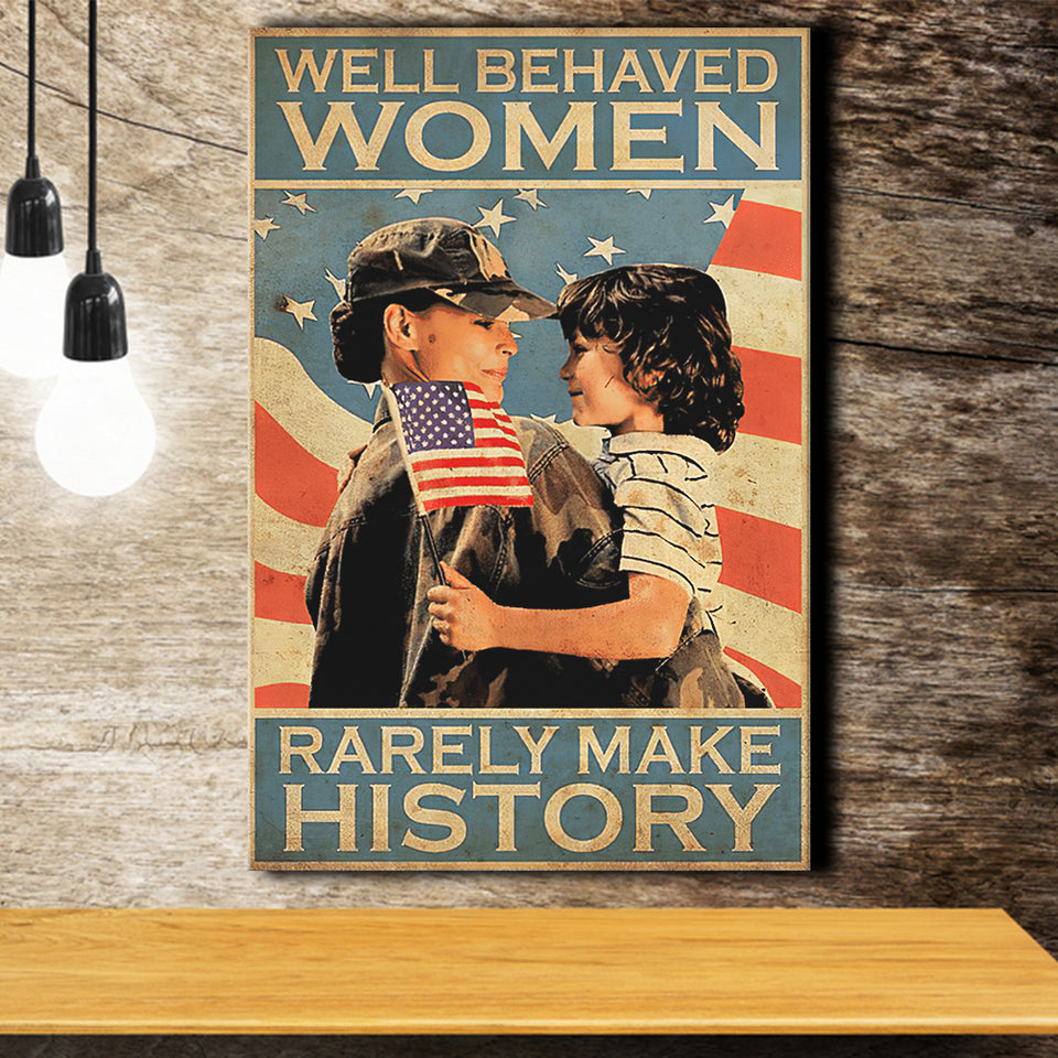 Proud Veteran Mom Canvas Prints Well Behaved Women Rarely Make History Canvas Prints Wall Art - Painting Canvas, Wall Decor, For Sale