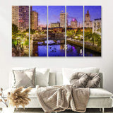 Providence Breathtaking Cityscape 5 Piece B Canvas Prints Wall Art Decor - Painting Canvas, Multi Panels