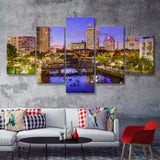 Providence Breathtaking Cityscape 5 Piece Canvas Prints Wall Art Decor - Painting Canvas, Multi Panels