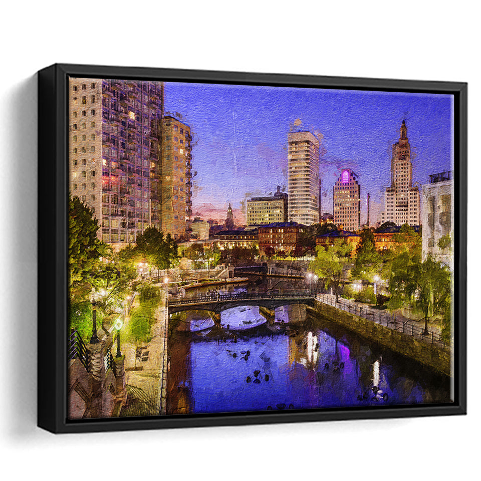 Providence Breathtaking Cityscape Framed Canvas Prints Wall Art Decor - Paiting Canvas, Art Prints, Floating Frame