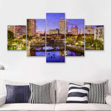 Providence Breathtaking Cityscape 5 Piece Canvas Prints Wall Art Decor - Painting Canvas, Multi Panels