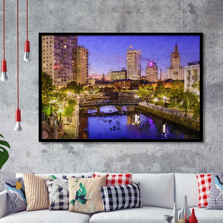 Providence Breathtaking Cityscape Framed Art Prints Wall Decor - Painting Prints, Framed Picture, Home Decor