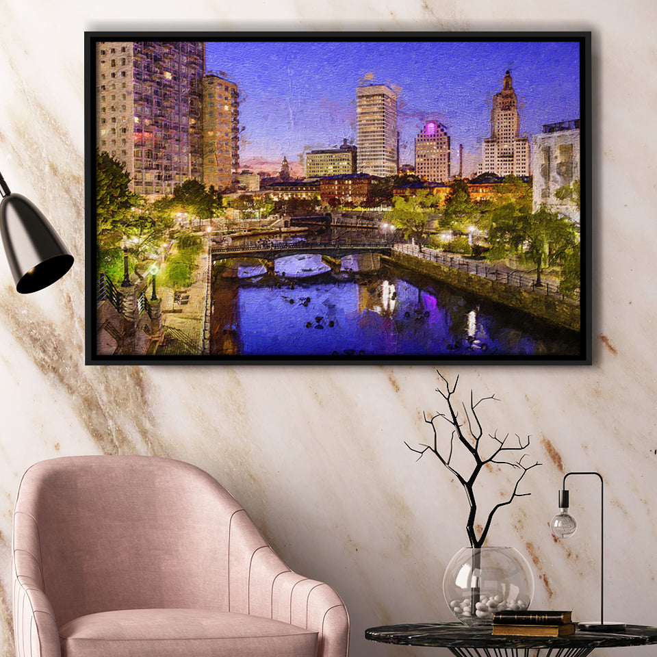 Providence Breathtaking Cityscape Framed Canvas Prints Wall Art Decor - Paiting Canvas, Art Prints, Floating Frame