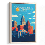 Providence Rhode Island Retro Art Print, Large Canvas, Framed Canvas Print Wall Art Home Decor, Floating Frame