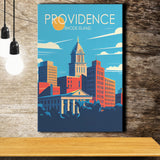 Providence Rhode Island Retro Art Print ,City Art Print, Large Canvas, Canvas Print Wall Art Home Decor