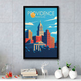 Providence Rhode Island Retro Art Print, Large Canvas, Framed Canvas Print Wall Art Home Decor, Floating Frame