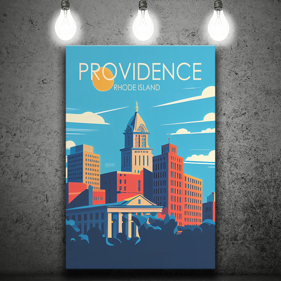 Providence Rhode Island Retro Art Print ,City Art Print, Large Canvas, Canvas Print Wall Art Home Decor