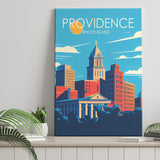 Providence Rhode Island Retro Art Print ,City Art Print, Large Canvas, Canvas Print Wall Art Home Decor