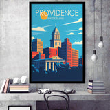 Providence Rhode Island Retro Art Print, City Art Print, Framed Art Print Wall Art Home Decor, Framed Picture