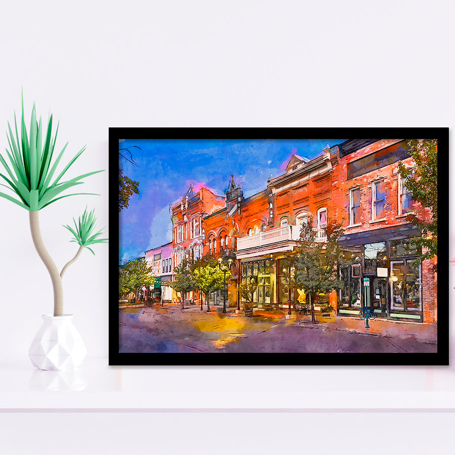 Provo Utah Usa Downtown On Center City Art Watercolor Framed Art Prints Wall Art Decor,Framed Picture