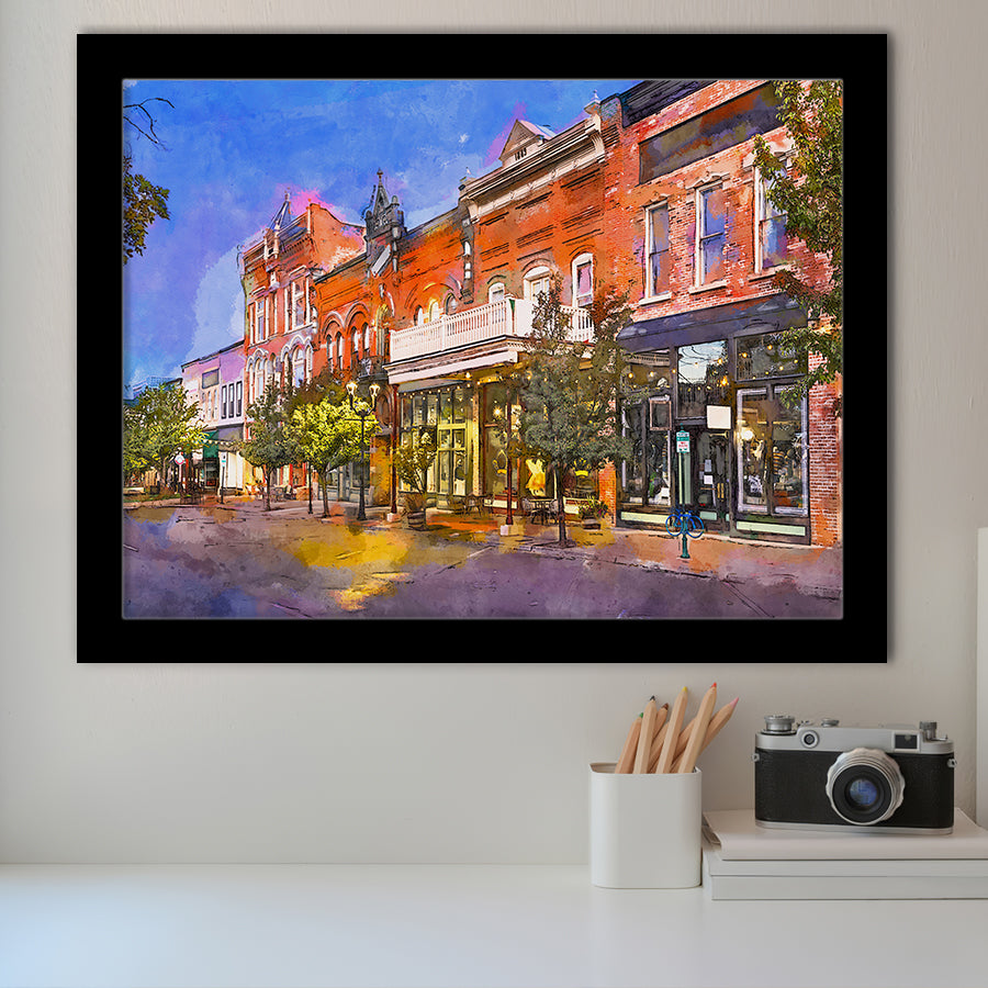 Provo Utah Usa Downtown On Center City Art Watercolor Framed Art Prints Wall Art Decor,Framed Picture