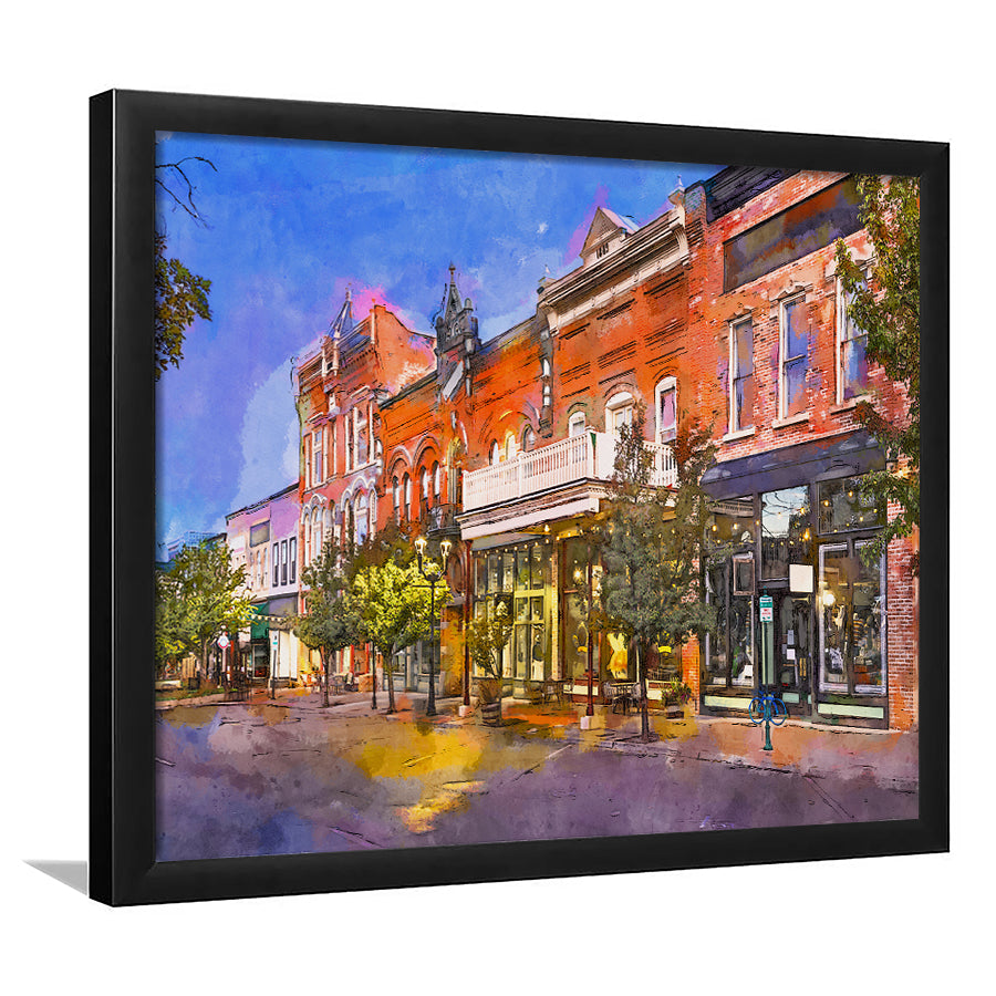 Provo Utah Usa Downtown On Center City Art Watercolor Framed Art Prints Wall Art Decor,Framed Picture