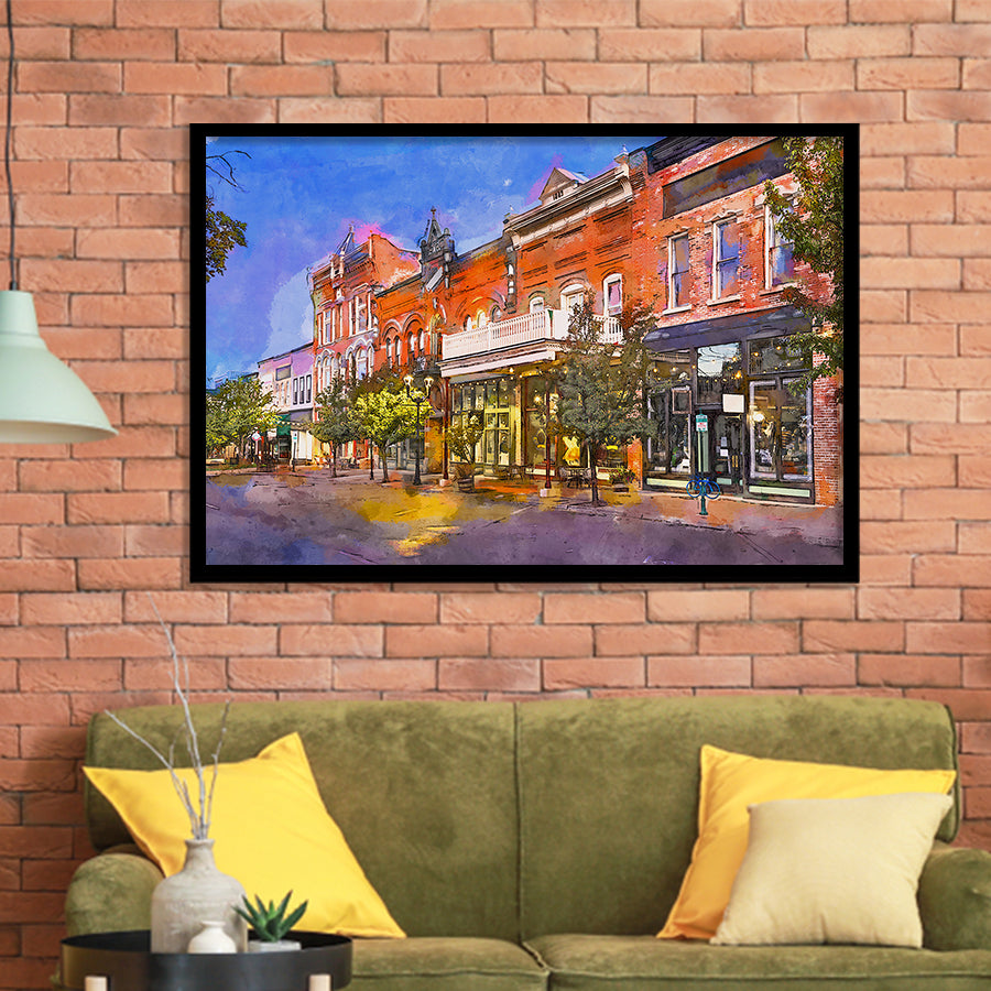 Provo Utah Usa Downtown On Center City Art Watercolor Framed Art Prints Wall Art Decor,Framed Picture