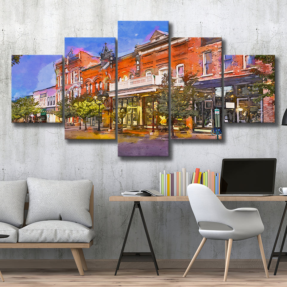 Provo Utah Usa Downtown On Center 5 Pieces Mixed Canvas Prints Wall Art Home Decor