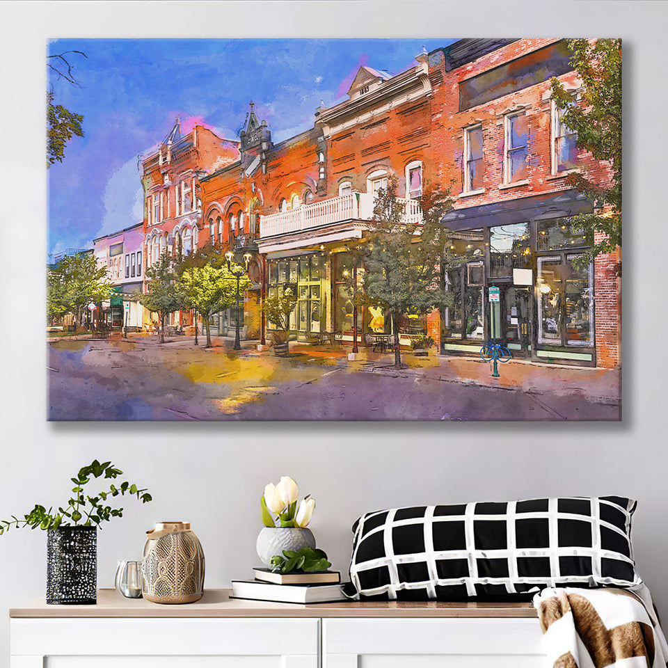 Downtown, Park City Utah-Pen King-A3889-Home Decor Holiday Artwork Texture Painting Dining Wall retailer Art