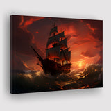 Prrate Ship In Sunset Canvas Prints Wall Art Home Decor, Painting Canvas, Living Room Wall Decor