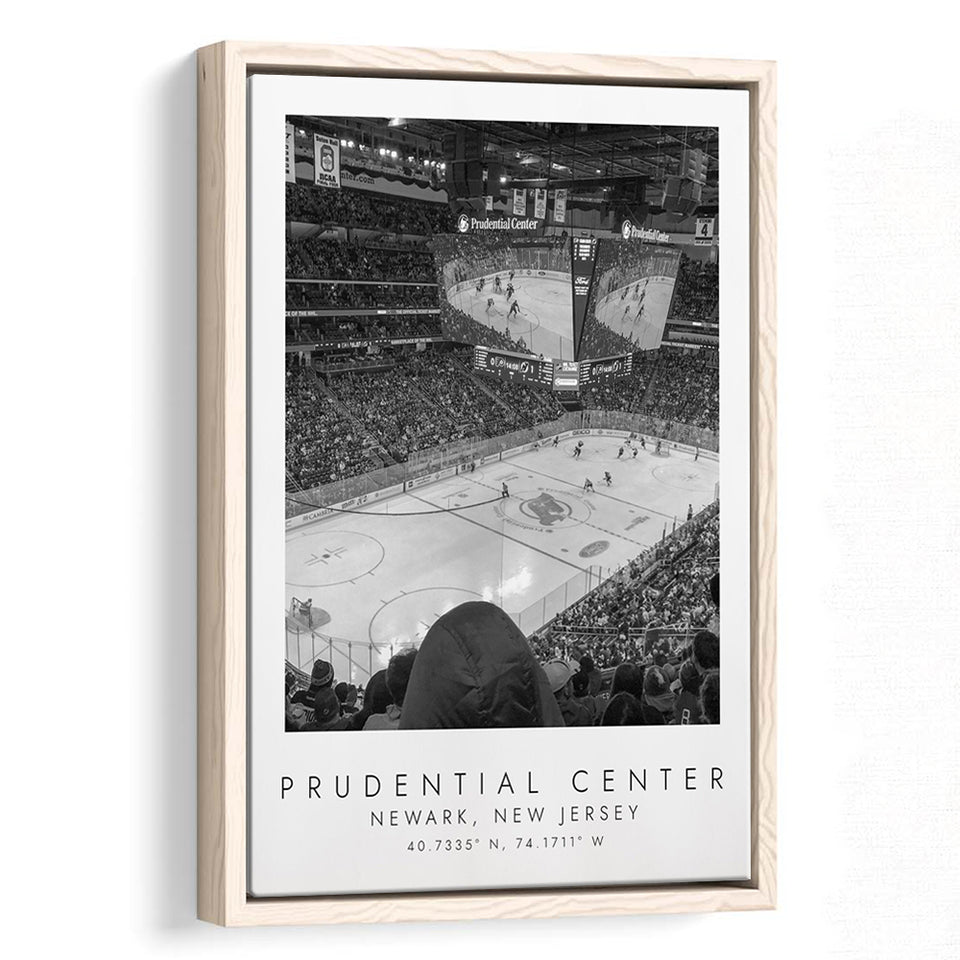 Prudential Center New Jersey Devils Ice Hockey Lovers Black And White Framed Canvas Prints Wall Art Home Decor, Floating Frame