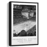 Prudential Center New Jersey Devils Ice Hockey Lovers Black And White Framed Canvas Prints Wall Art Home Decor, Floating Frame