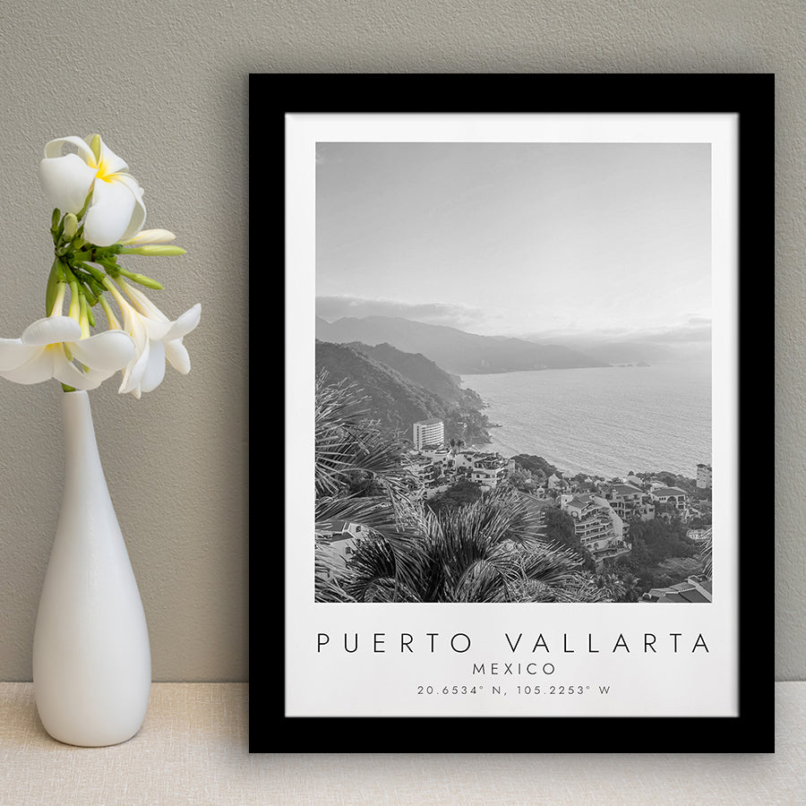 Puerto Vallarta Mexico Black And White Art Framed Art Prints Wall Art Decor, Framed Picture