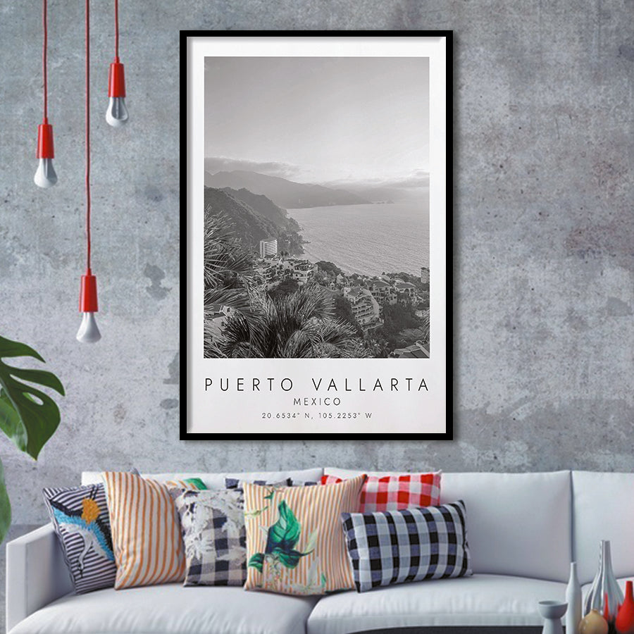 Puerto Vallarta Mexico Black And White Art Framed Art Prints Wall Art Decor, Framed Picture