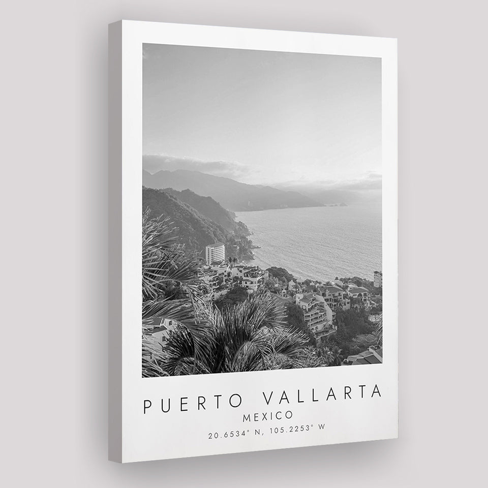 Puerto Vallarta Mexico Black And White Art Canvas Prints Wall Art Home Decor